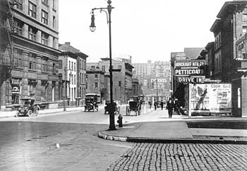 Southeast corner of Locust (formerly Lucas Place) and 15th streets, circa 1920.  © Campbell House Foundation 2004